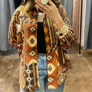 Zenana Aztec print button down women's shirt